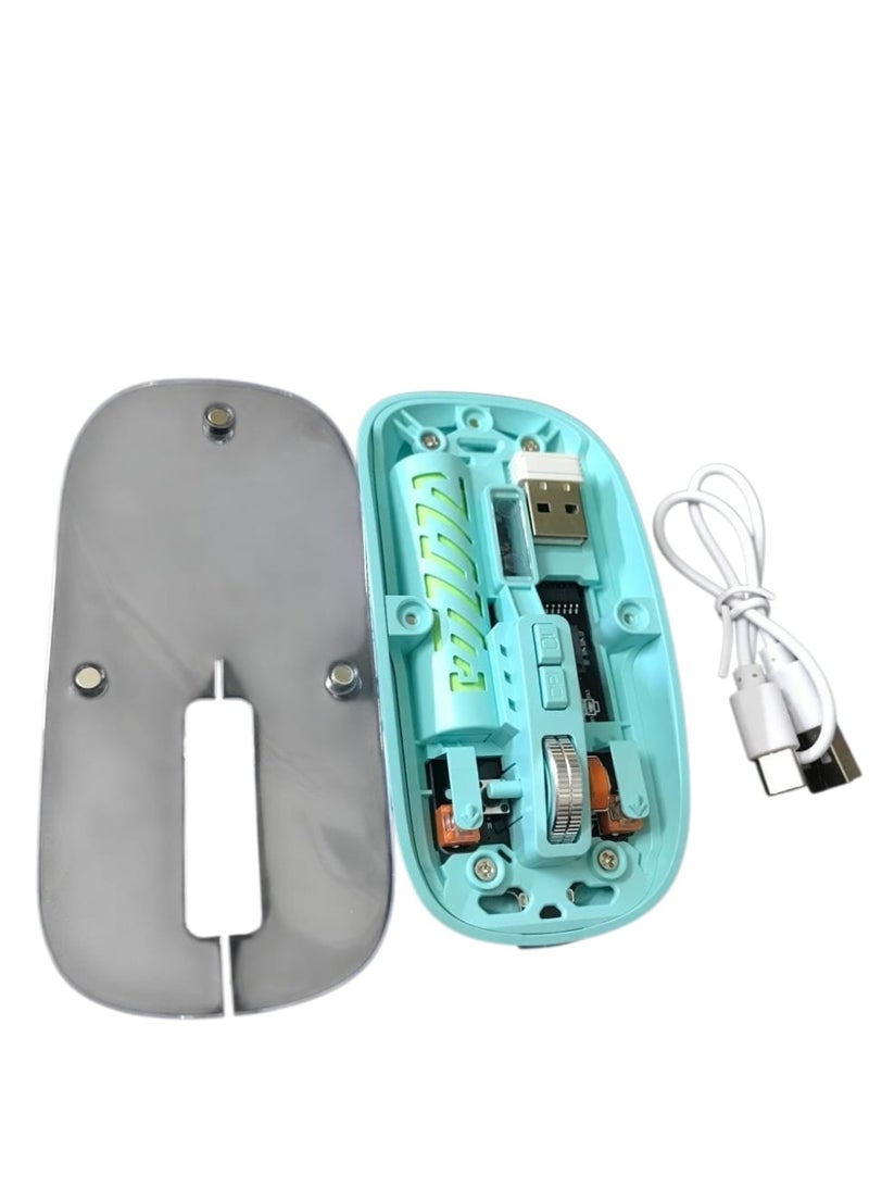 ماوس بلوتوث لاسلكي شفاف قابل لإعادة الشحن – إضاءة LED - Image 3