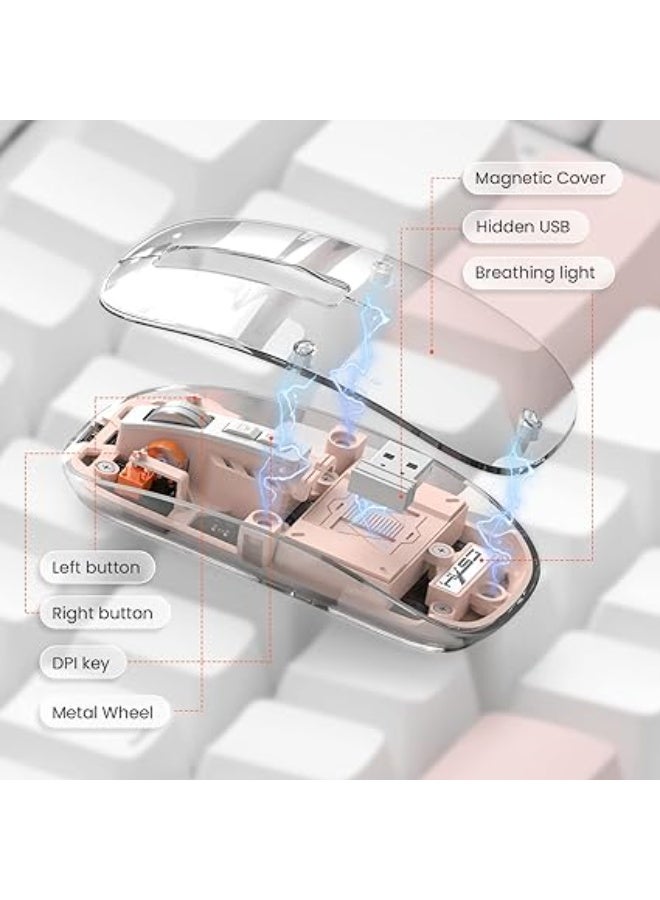 ماوس بلوتوث لاسلكي شفاف قابل لإعادة الشحن – إضاءة LED - Image 4