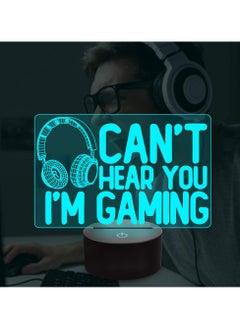 CMGTYYD Can't Hear You I'm Gaming Night Light, Headset Graphic Video Games Gamer Gift Funny 3D Illusion Lamp 16 Colors Changing Touch & Remote Control for Men Gamers Teenagers and Kids  - Image 3