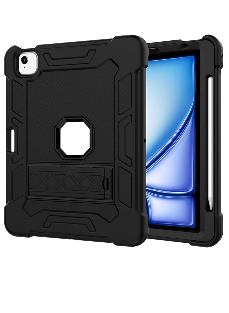 Procases iPad Air 5 and Air 4 Case with Pencil Holder Heavy Duty Shockproof Rugged Case with Pencil Holder Kickstand Black - Image 1