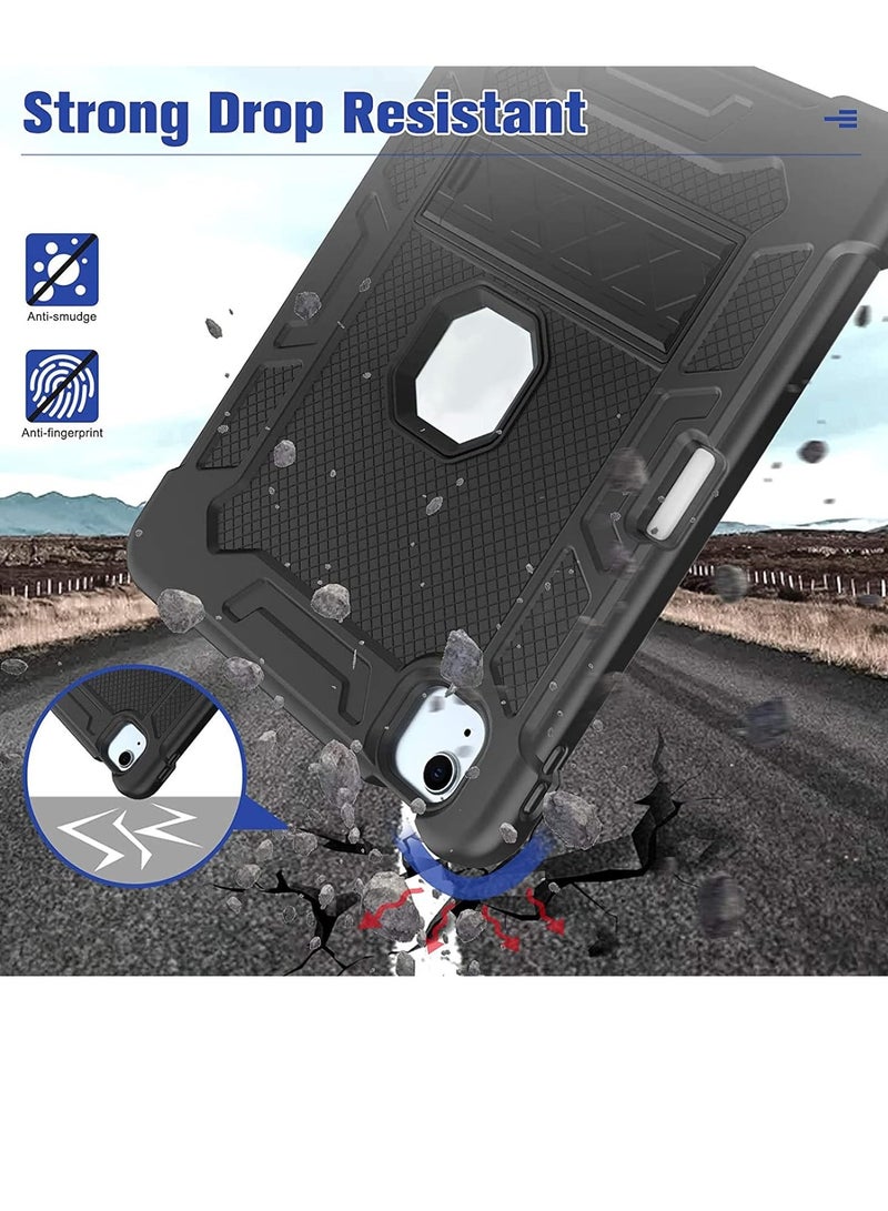 Procases iPad Air 5 and Air 4 Case with Pencil Holder Heavy Duty Shockproof Rugged Case with Pencil Holder Kickstand Black - Image 5