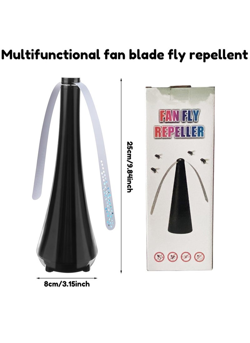 Fly Fan for Tables Indoor Outdoor Meal, Portable Table Fly Fan Keep Flies Away from Your Food (Black Color 2pcs)