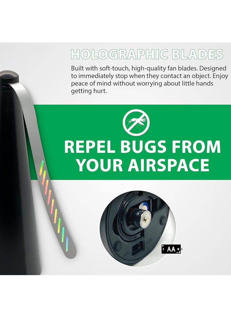 Fly Fan for Tables Indoor Outdoor Meal, Portable Table Fly Fan Keep Flies Away from Your Food (Black Color 2pcs)