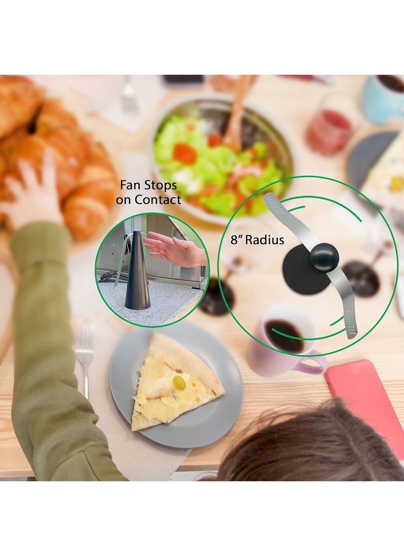 Fly Fan for Tables Indoor Outdoor Meal, Portable Table Fly Fan Keep Flies Away from Your Food (Black Color 2pcs)