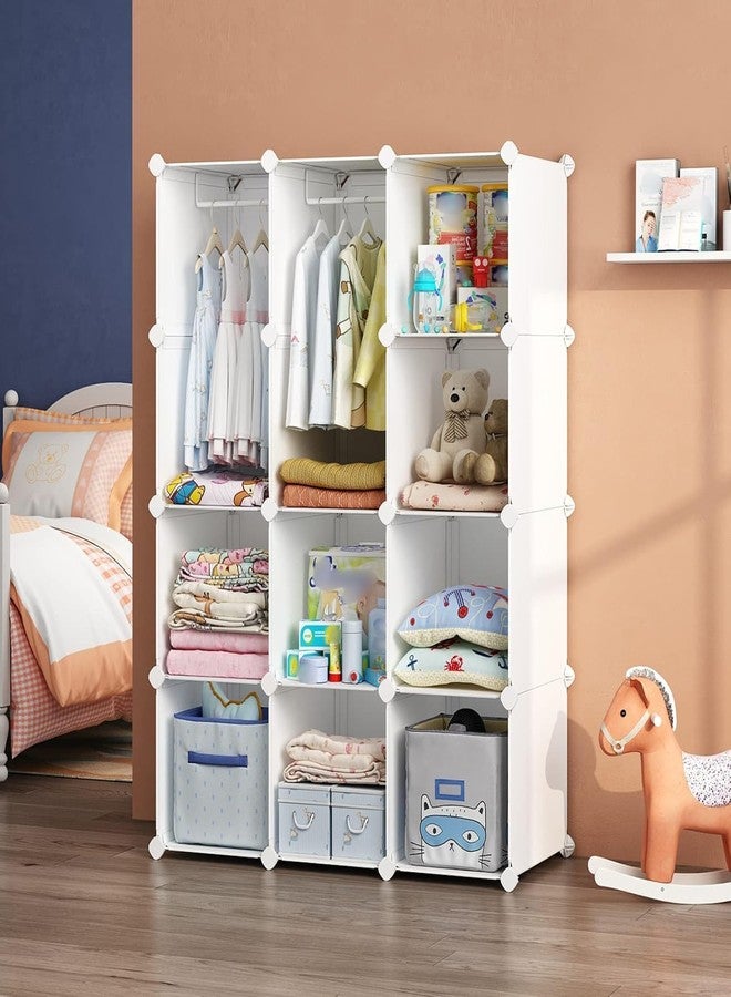 BRIGATTES Plastic Wardrobe for Kids, Baby Cupboard for Storage, 12 Cubes Almirah, Cupboard for Clothes, Collapsible Wardrobe for Baby Clothes/Toy/Book for Kids Bedroom - White-KTB1 - Image 3