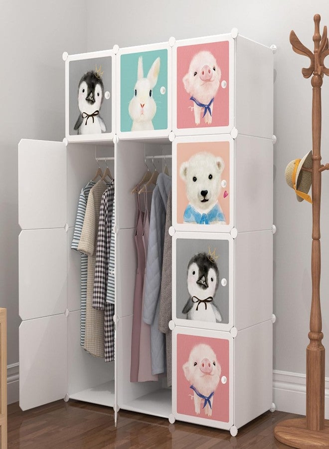 BRIGATTES Plastic Wardrobe for Kids, Baby Cupboard for Storage, 12 Cubes Almirah, Cupboard for Clothes, Collapsible Wardrobe for Baby Clothes/Toy/Book for Kids Bedroom - White-KTB1 - Image 1