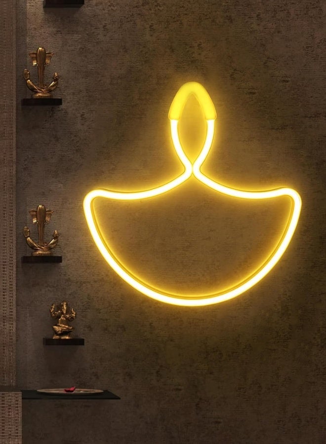 Warm White Diya LED Rope Light — Elegant Diya Shaped Neon Decoration | Festive Glow for Diwali, Deepavali, Home, Window, Balcony, Party 3000K (60cm) - Image 3