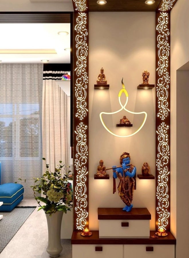 Warm White Diya LED Rope Light — Elegant Diya Shaped Neon Decoration | Festive Glow for Diwali, Deepavali, Home, Window, Balcony, Party 3000K (60cm) - Image 4