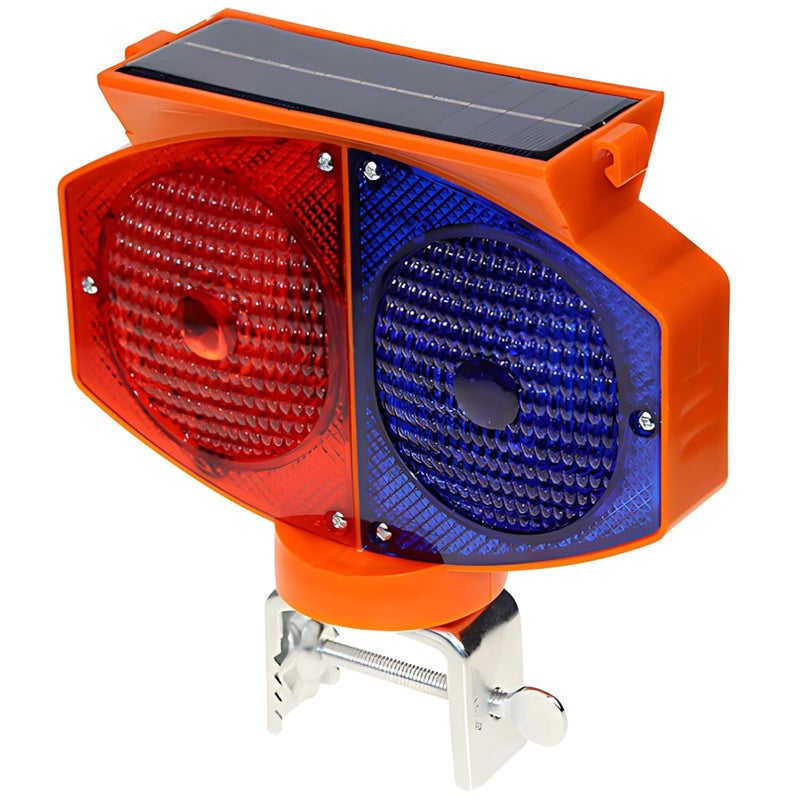 Generic Red and Blue Flashing Alert Road Cone Light, Solar Led Dock Lights, 1000 Yd Night Visibility, Stainless Steel and Abs Build, 3 Lighting Modes - Image 1