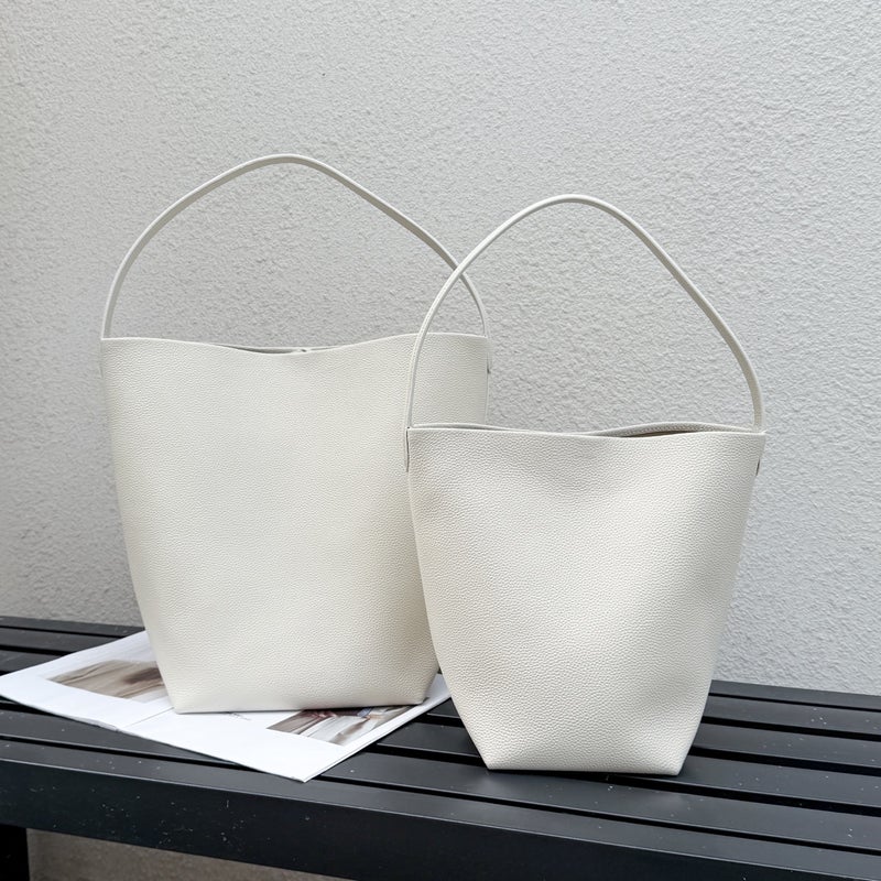 Model Zhe Row Minimalist High-End First-Layer Cowhide Large-Capacity Handbag Shoulder Bucket Bag Tote Bag - Image 2