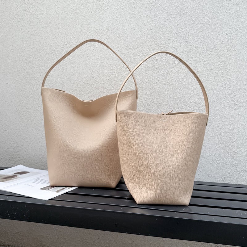 Model Zhe Row Minimalist High-End First-Layer Cowhide Large-Capacity Handbag Shoulder Bucket Bag Tote Bag - Image 4