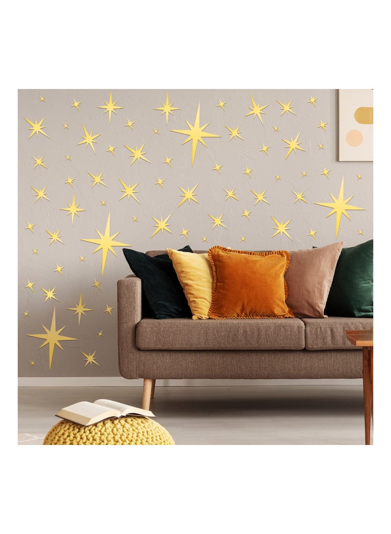 Zikra 82 Pieces Removable Mirror Wall Stickers 3D Acrylic Setting Sticker Decal for Home Living Room Bedroom Decor Gold Star Style - Image 5
