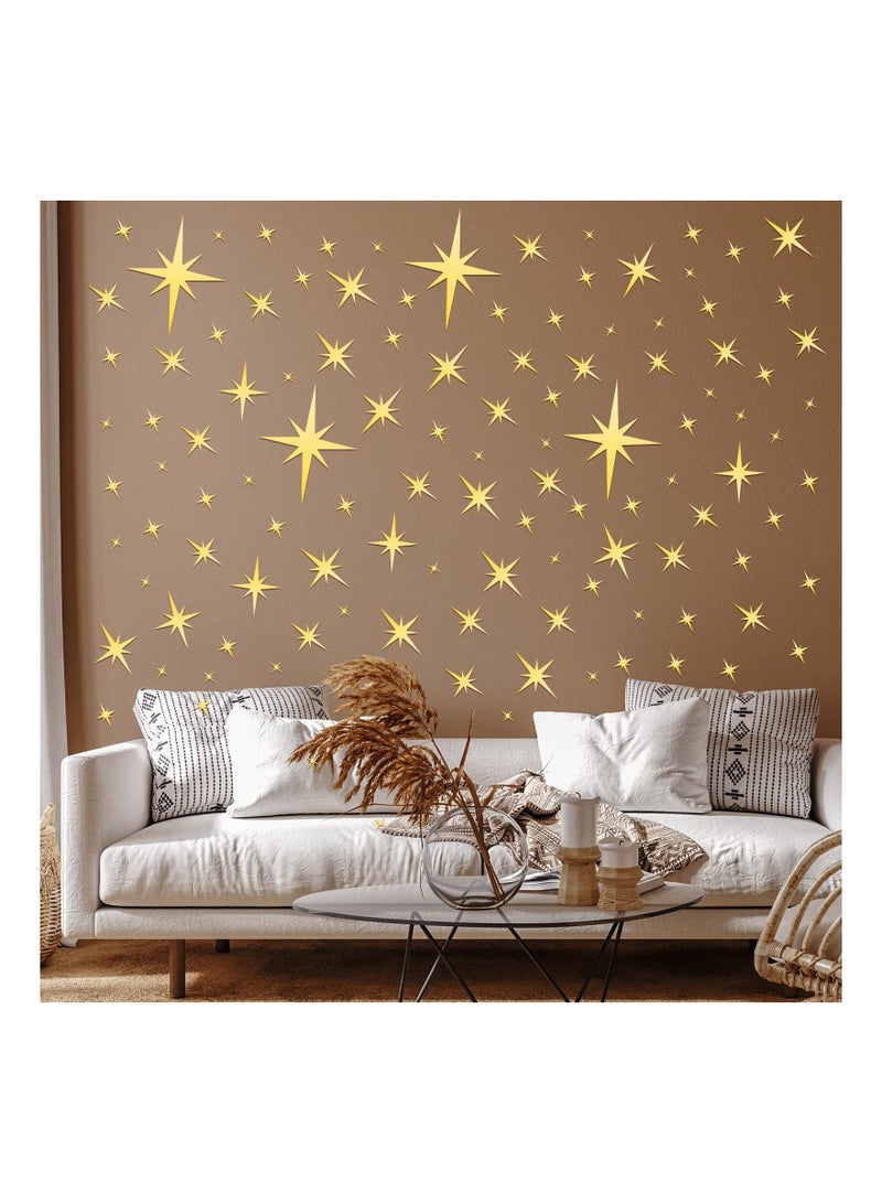 Zikra 82 Pieces Removable Mirror Wall Stickers 3D Acrylic Setting Sticker Decal for Home Living Room Bedroom Decor Gold Star Style - Image 3