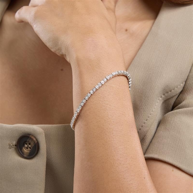 Belacqua 1 Carat Round Lab Grown Diamond Tennis Bracelet in Sterling Silver, G Color, SI Clarity, 7 Inches Length, Dainty Jewelry for Women, Gift Box Included - Image 2