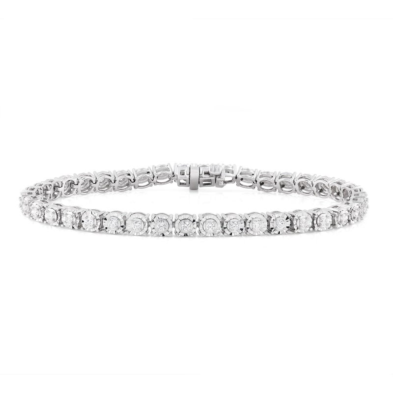 Belacqua 1 Carat Round Lab Grown Diamond Tennis Bracelet in Sterling Silver, G Color, SI Clarity, 7 Inches Length, Dainty Jewelry for Women, Gift Box Included - Image 1
