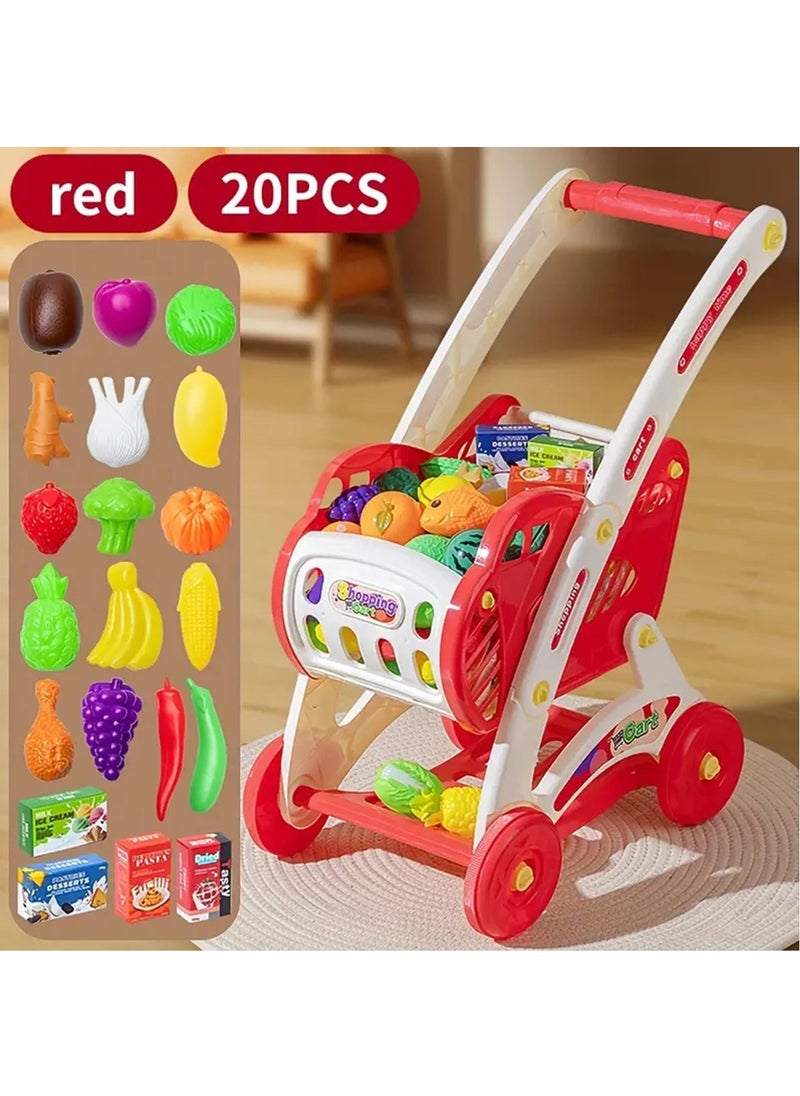 20pcs Kids Shopping Cart Trolley Play Set with Pretend Food and Accessories,Perfect for Ages 3+ Pretend Play and Role-Playing Games (Red) - pzsku/ZEA68D65982A742B20990Z/45/_/1723530915/26ee4787-0006-4d2c-845b-02ace513fb33