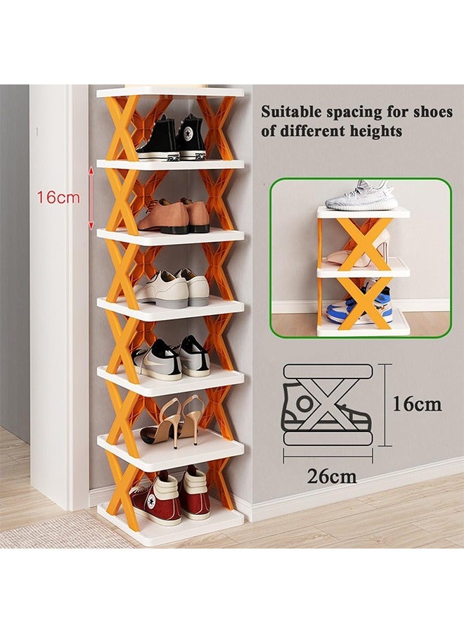 RollsTimi  9 Layer Shoe Rack, Free Standing Shoe Racks, Shoe Racks for Small Spaces, Plastic Stackable Shoe Rack, X Shape Fixed Frame, Easy Clean Tower Rack, Orange  - Image 2