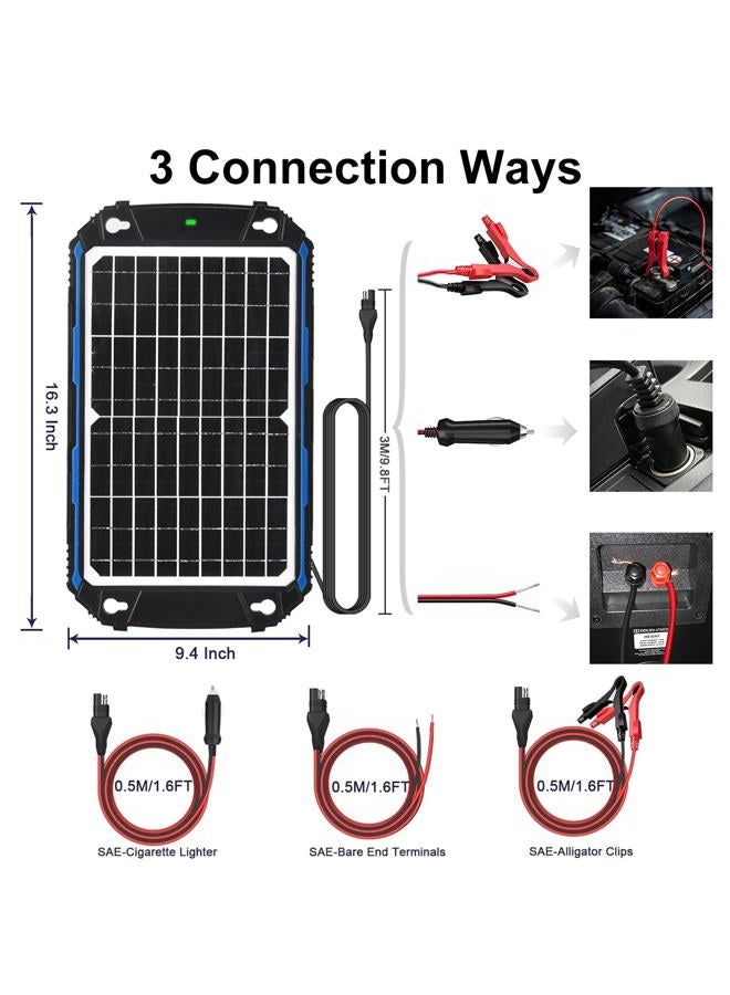 SUNER POWER Waterproof 12W 12V Solar Battery Charger & Maintainer Pro, Built-in UltraSmart MPPT Charge Controller, 12 Volt Solar Panel Trickle Charging Kits for Car Automotive Boat Marine RV Trailer - Image 5