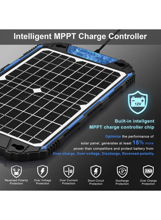 SUNER POWER Waterproof 12W 12V Solar Battery Charger & Maintainer Pro, Built-in UltraSmart MPPT Charge Controller, 12 Volt Solar Panel Trickle Charging Kits for Car Automotive Boat Marine RV Trailer - Image 2