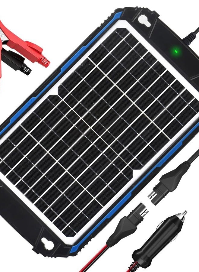 SUNER POWER Waterproof 12W 12V Solar Battery Charger & Maintainer Pro, Built-in UltraSmart MPPT Charge Controller, 12 Volt Solar Panel Trickle Charging Kits for Car Automotive Boat Marine RV Trailer - Image 1