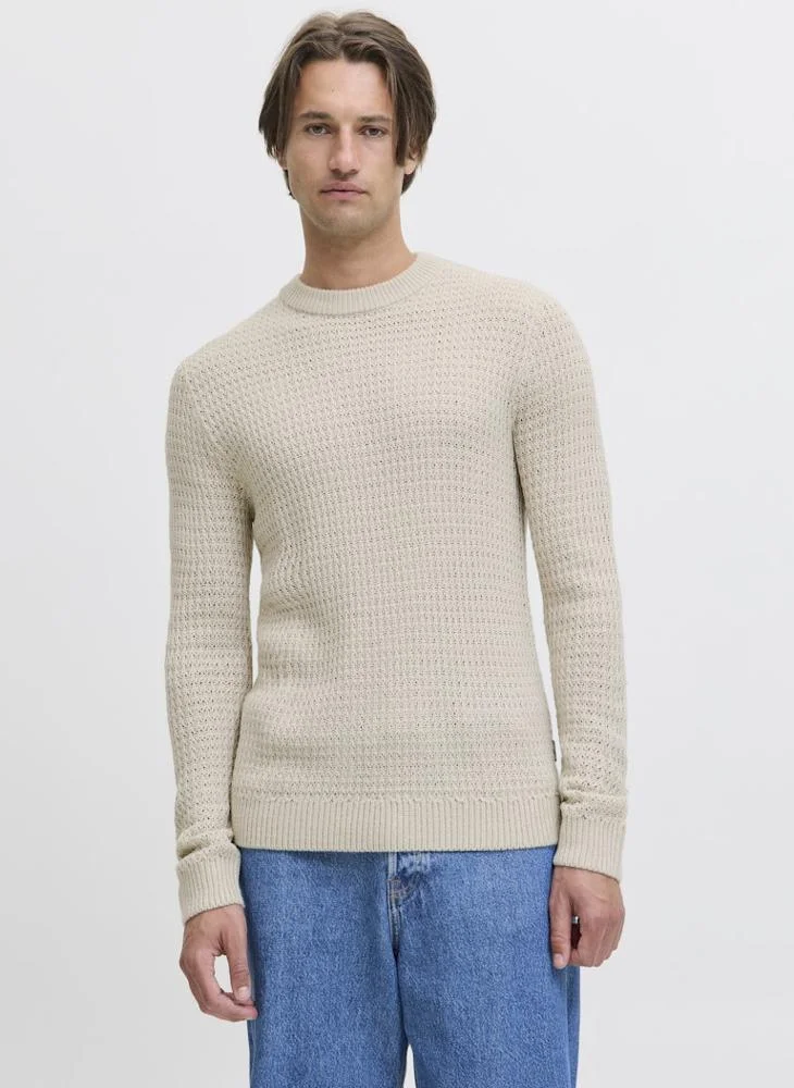 ج ج ريبل سويتر بي فريم محبوك برقبة مستديرة