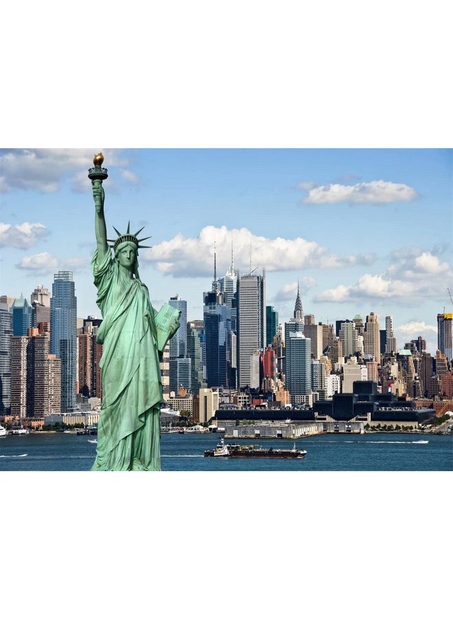 CORFOTO Fabric 7X5Ft Statue Of Liberty Backdrop Nyc Themed Party Decorations New York City Party Banner Nyc Photography Background America Urban Cityscape Wallpaper Wedding Party Decor Photoshoot  - Image 1