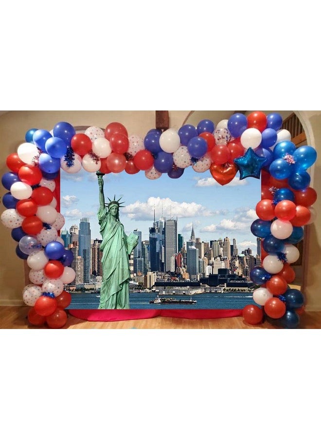CORFOTO Fabric 7X5Ft Statue Of Liberty Backdrop Nyc Themed Party Decorations New York City Party Banner Nyc Photography Background America Urban Cityscape Wallpaper Wedding Party Decor Photoshoot  - Image 4