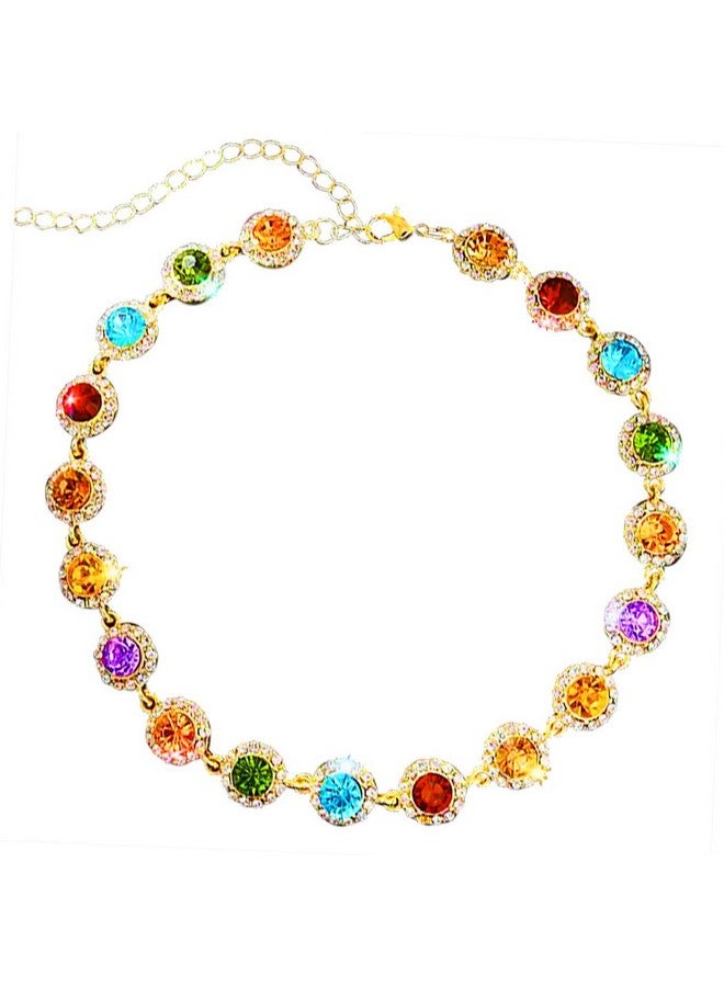 EARENT Colorful Crystal Choker Necklace Gold Rhinestone Chokers Sparkly Necklaces Chain Minimalist Prom Party Neck Jewelry For Women - Image 1