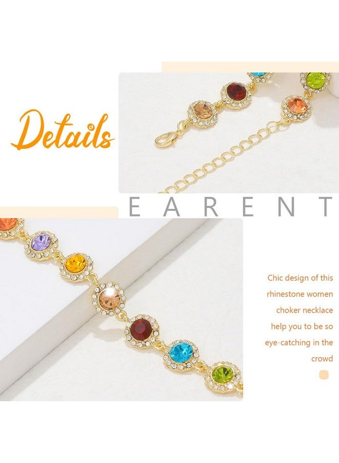 EARENT Colorful Crystal Choker Necklace Gold Rhinestone Chokers Sparkly Necklaces Chain Minimalist Prom Party Neck Jewelry For Women - Image 4