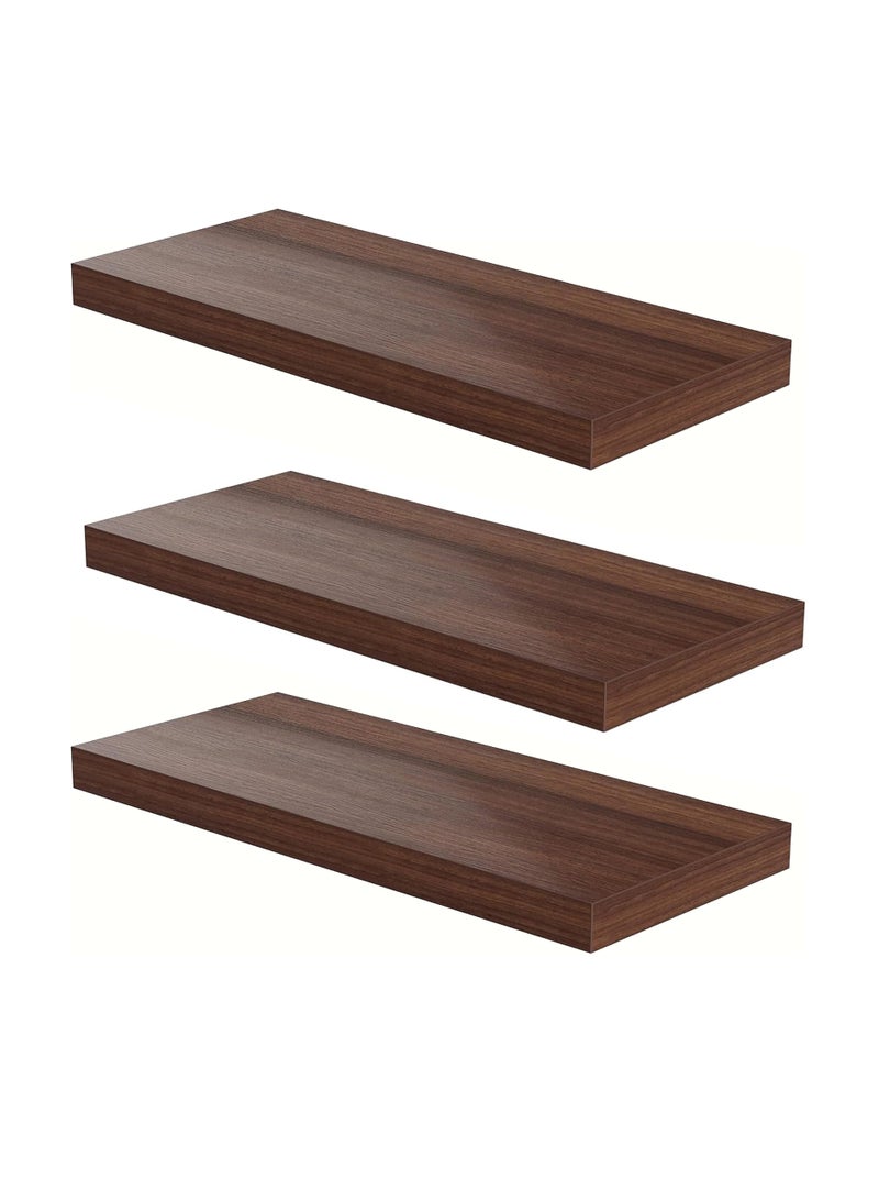 AsolBD AsolBD Decorative Floating Wall Mounted Shelves with Stylish Invisible Brackets, Modern Faux Wood Storage with Matte Finish for Bedroom, Living Room, Bathroom, Kitchen Décor, 1 Piece Brown  - Image 3