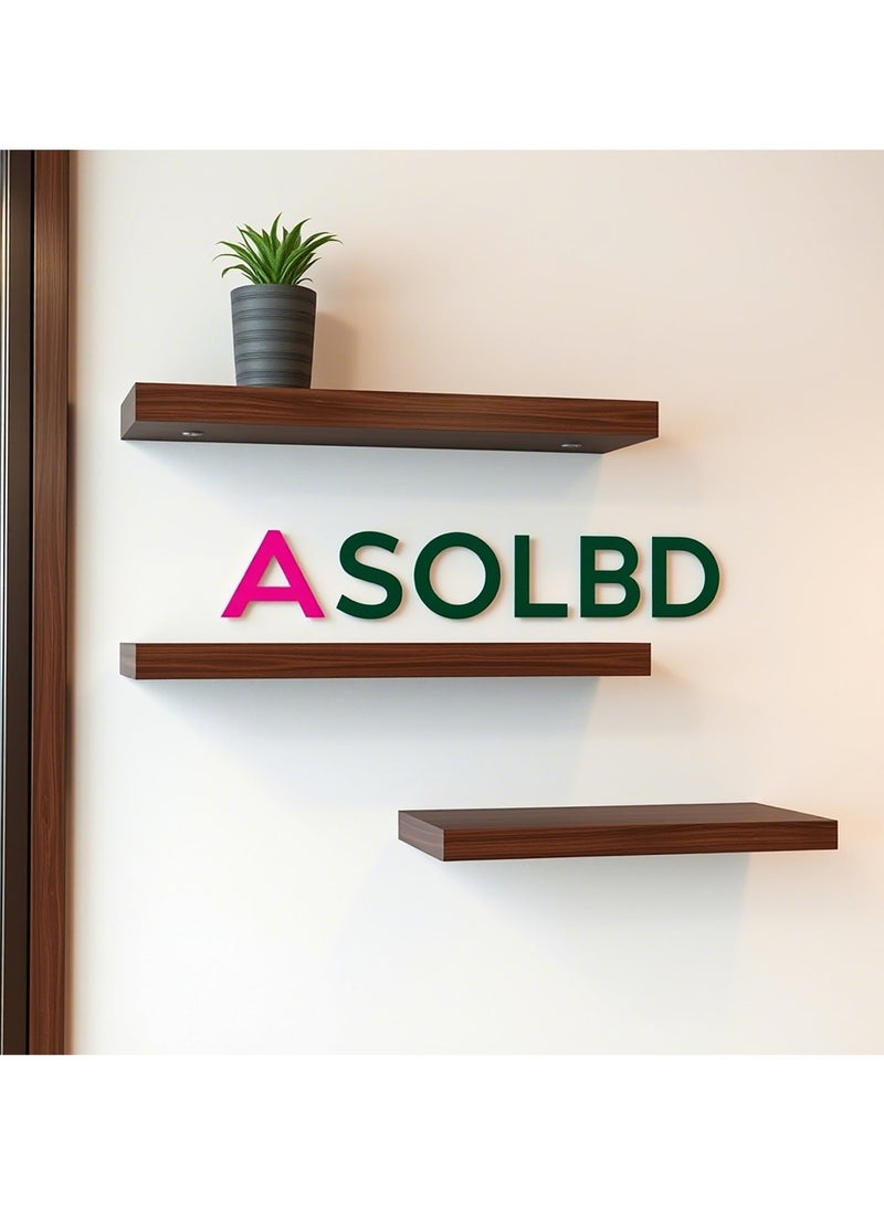 أصلي ب د أرفف عائمة مثبتة على الحائط بدعامات أنيقة غير مرئية من اسول بي دي، أرفف تخزين عصري من الخشب الصناعي بلمسة نهائية غير لامعة، لغرفة النوم وغرفة المعيشة والحمام وديكور المطبخ، قطعة واحدة  بني - Image 4