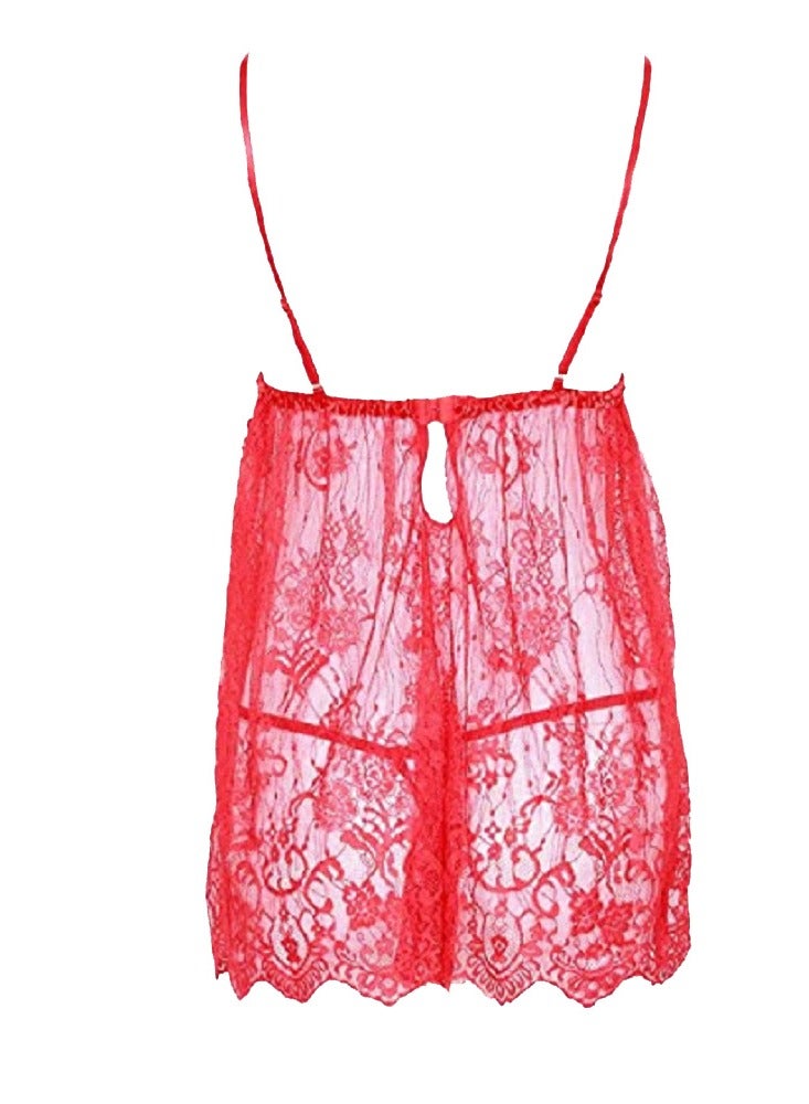 Floral Sheer Mesh Night Dress Lace Babydoll Sleepwear Lingerie  - Image 2