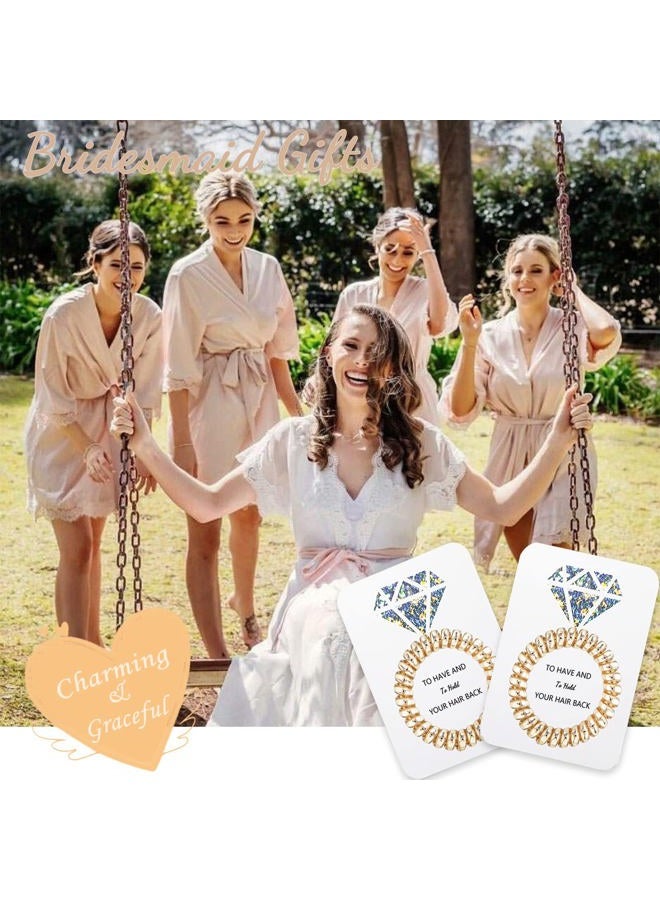 Banugo Bachelorette Hair Ties, Bridesmaid Proposal Gifts, Spiral Hair Ties Scrunchies, Bridal Shower, Wedding, Bachelorette Party Favors for Guest (Set of 8- Champagne) - Image 3