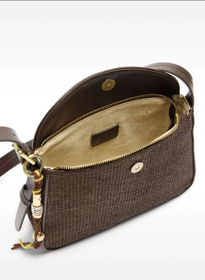 PARFOIS Crossbody bag with straw effect flap