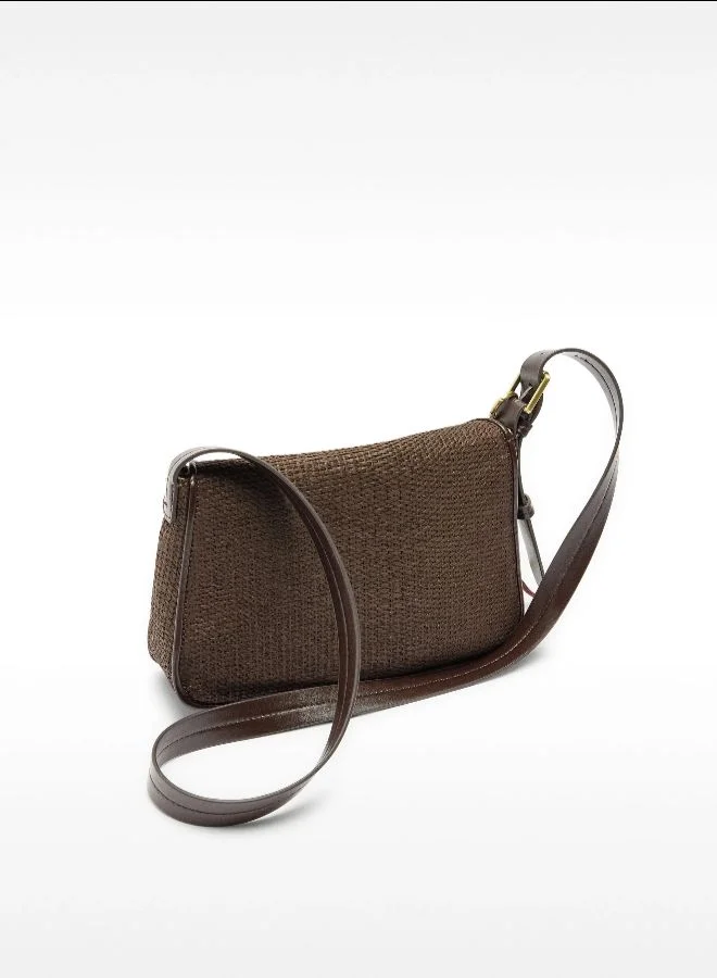 PARFOIS Crossbody bag with straw effect flap
