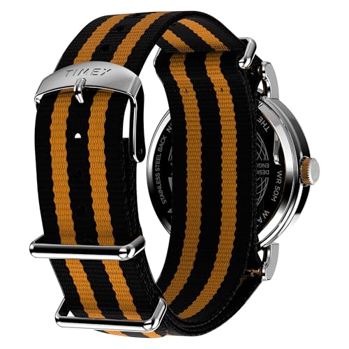 Timex Men's Weekender 40mm Watch - Orange Strap White Dial Silver-Tone Case - Image 5