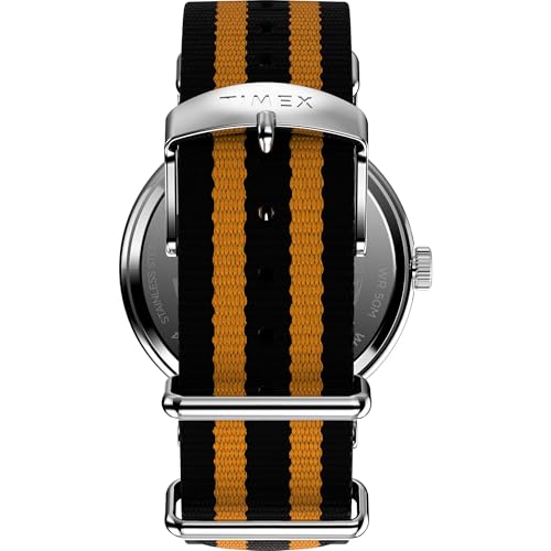 Timex Men's Weekender 40mm Watch - Orange Strap White Dial Silver-Tone Case - Image 3
