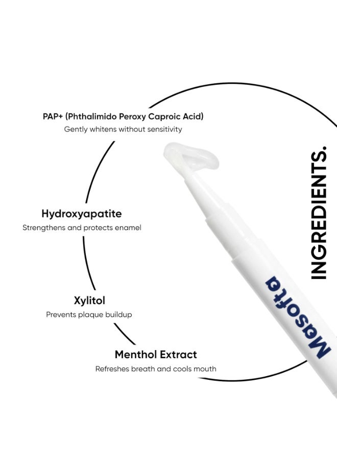 Masofta Teeth Whitening Pen For Removing Yellow and Dark Stains With PAP+, Peroxide & Sensitivity Free - 2ML - Image 2