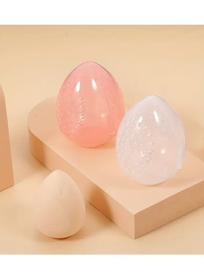 ORiTi Cosmewtics Sponge Holder Make up Bag Portable Waterproof Storage Sponge Egg Shape Box Cosmetics Accessories - Clear  - Image 2