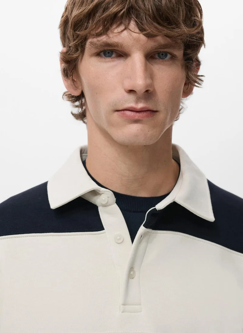 Mango Man Striped polo sweatshirt