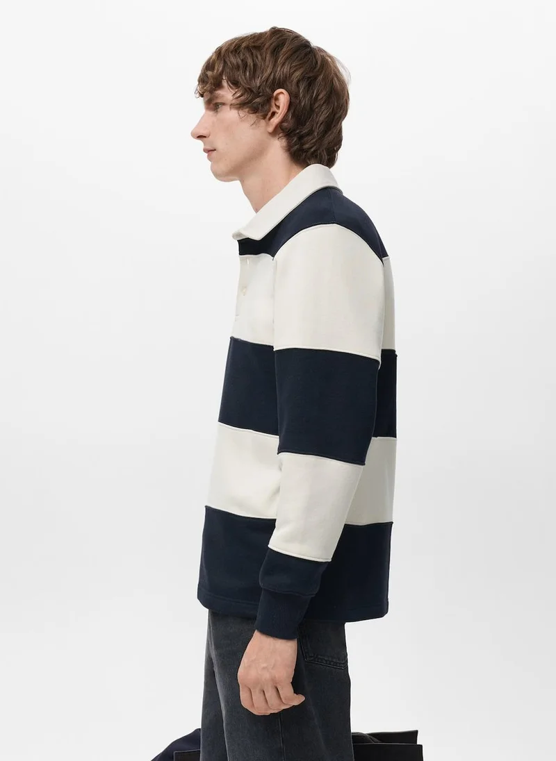 Mango Man Striped polo sweatshirt