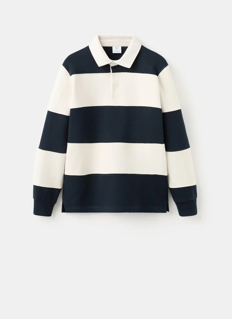 Mango Man Striped polo sweatshirt