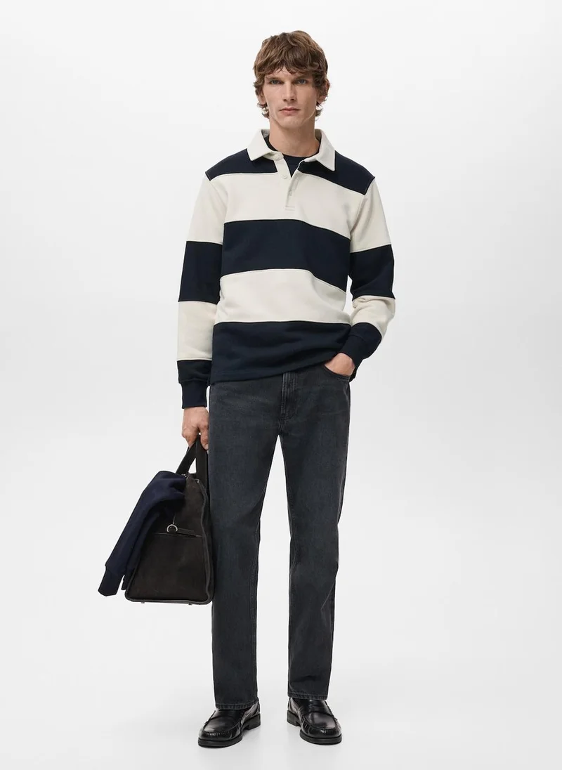 Mango Man Striped polo sweatshirt