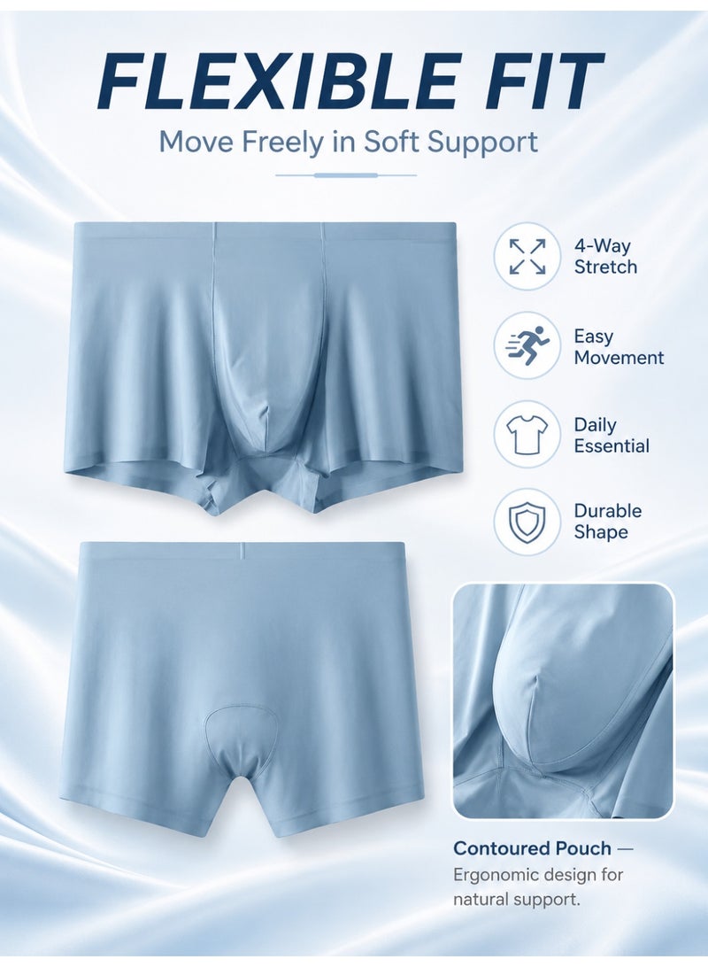4 Pack Men's Ice Silk Boxer Briefs, Cooling Ultra-Thin Antibacterial Seamless Breathable, Moisture Wicking for Summer Daily Wear - Image 5