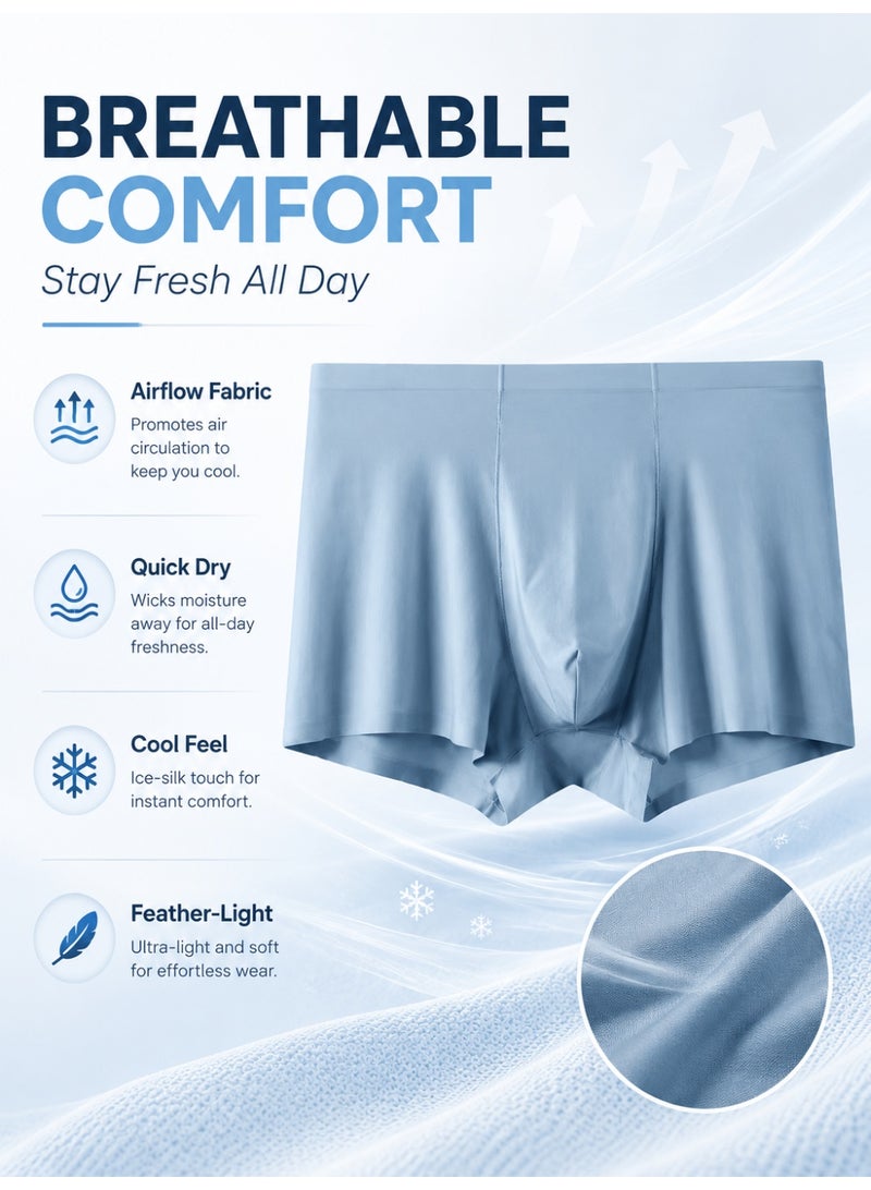 4 Pack Men's Ice Silk Boxer Briefs, Cooling Ultra-Thin Antibacterial Seamless Breathable, Moisture Wicking for Summer Daily Wear - Image 3