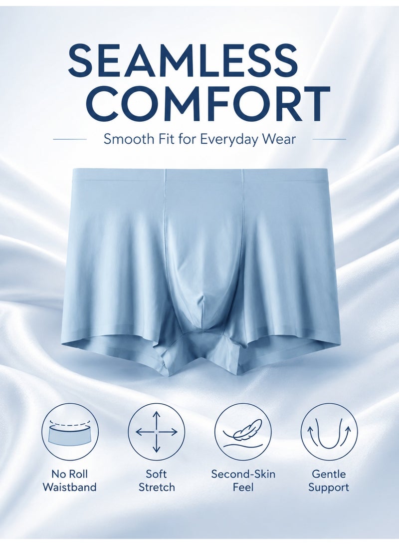 4 Pack Men's Ice Silk Boxer Briefs, Cooling Ultra-Thin Antibacterial Seamless Breathable, Moisture Wicking for Summer Daily Wear - Image 4