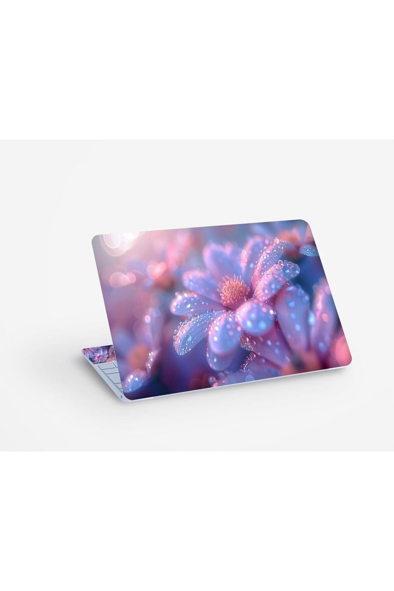 Purple Flowers Droplet Digital Art, Laptop Skin Sticker Decal - Image 1