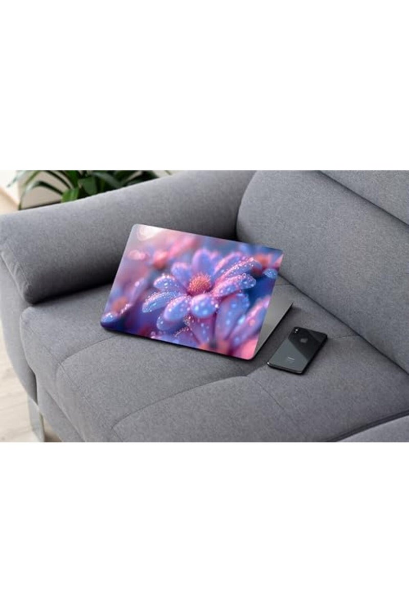 Purple Flowers Droplet Digital Art, Laptop Skin Sticker Decal - Image 3