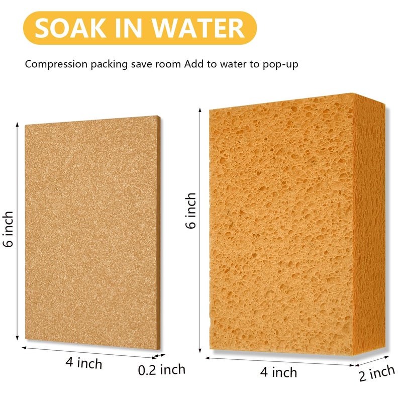 Spunspon Car Wash Sponges, 3 Pack Extra Thick Large Cleaning Sponge Multi-Purpose for Bathroom Kitchen Bike Boat, Large Size Sponges 4'' X 6'' (Yellow) - Image 2