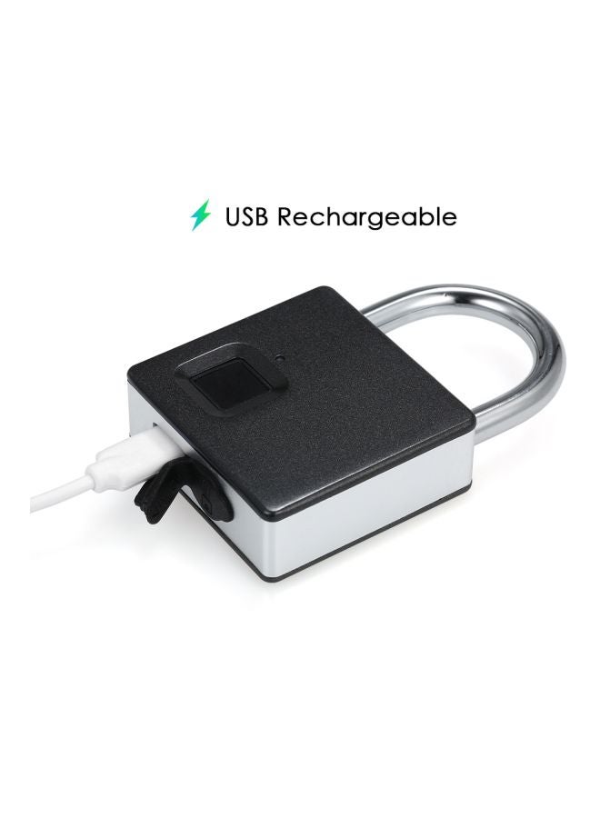 USB Rechargeable Smart Fingerprint Anti-Theft Security Padlock With 2 Keys Black/Silver - Image 3